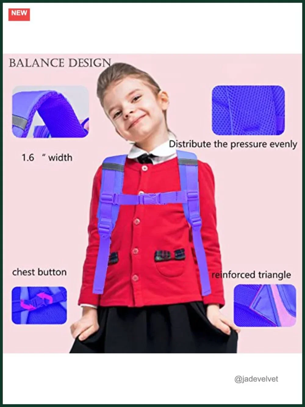 Kids Backpack for Girls Ages 4-6 Preschool Schoolbag 15inch Waterproof